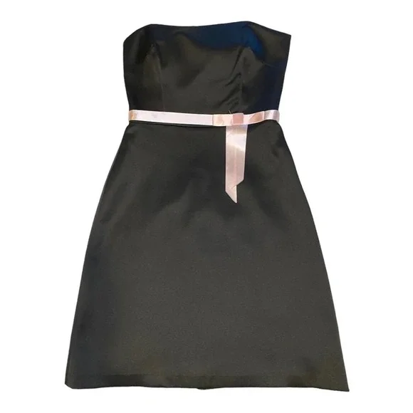 Black strapless dress with pink bow by Laundry by Shell Segal Size 8 - Picture 4 of 6